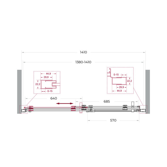 Душевая дверь BelBagno 140 см MARINO-2-BF-1-140-C-CR, хром/прозрачное фото 6