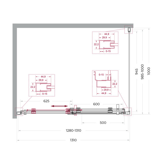 Душевое ограждение BelBagno 130x100 см MARINO-2-AH-1-130/100-C-Cr, хром/прозрачное фото 6