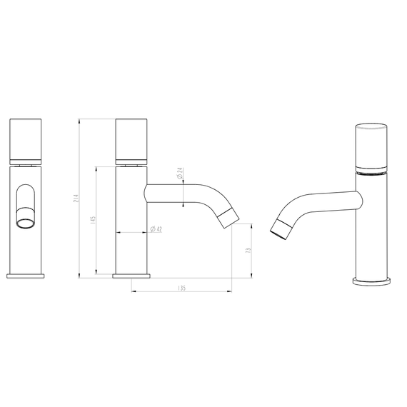Смеситель для раковины Boheme Stick 121-GM-MR-W, графит фото 2
