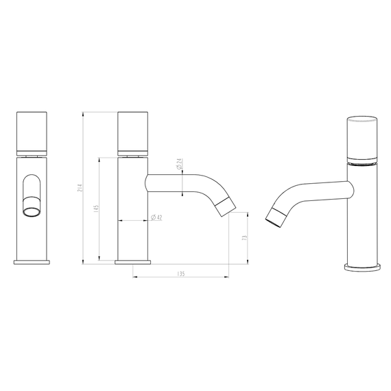 Смеситель для раковины Boheme Stick 121-SGM.4, графит глянец фото 2