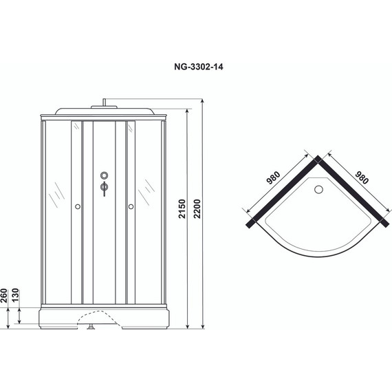 Душевая кабина Niagara Classic 100x100 см NG-3302-14, хром/матовое фото 9
