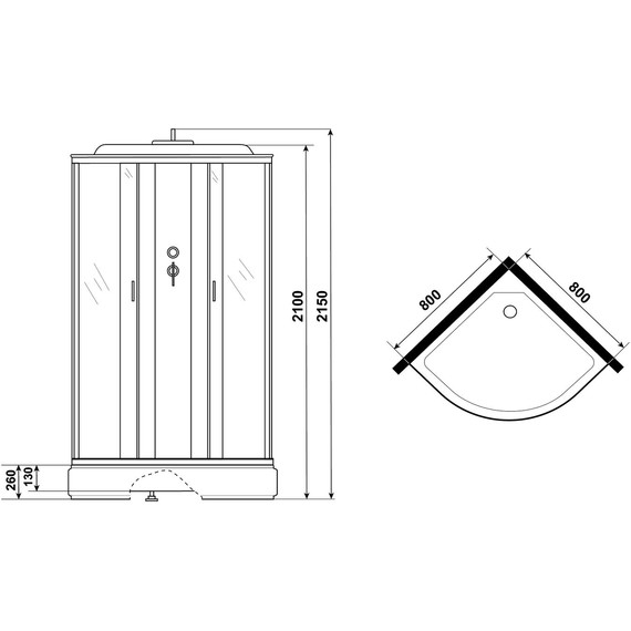 Душевая кабина Niagara Classic 80x80 см NG-3503-14, хром/тонированное (безсиликоновая сборка) фото 12