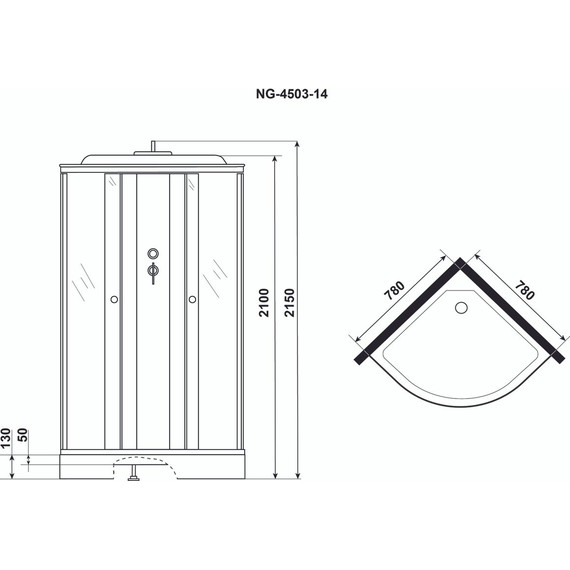 Душевая кабина Niagara Eco 80x80 см NG-4503-14, хром матовый/узор (безсиликоновая сборка) фото 3