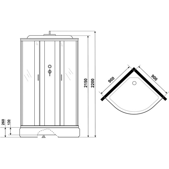 Душевая кабина Niagara Classic 90x90 см NG-6501-14, чёрный/тонированное (безсиликоновая сборка) фото 16