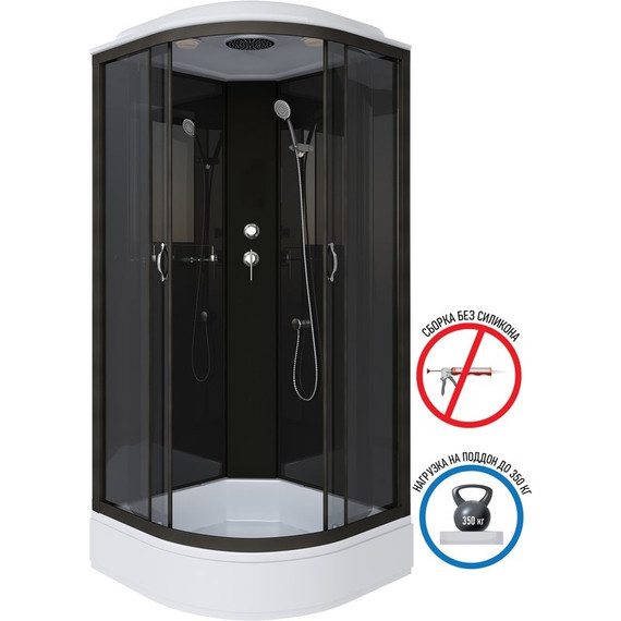 Душевая кабина Niagara Classic 90x90 см NG-6501-14, чёрный/тонированное (безсиликоновая сборка) фото 