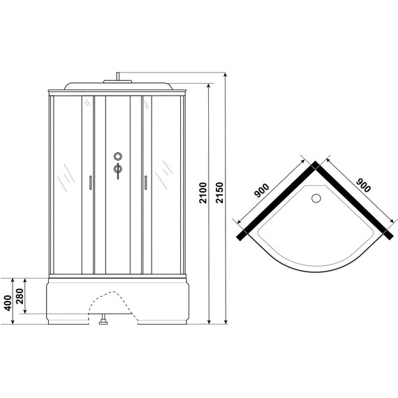 Душевая кабина Niagara Classic 90x90 см NG-6508-14, чёрный/тонированное (безсиликоновая сборка) фото 3