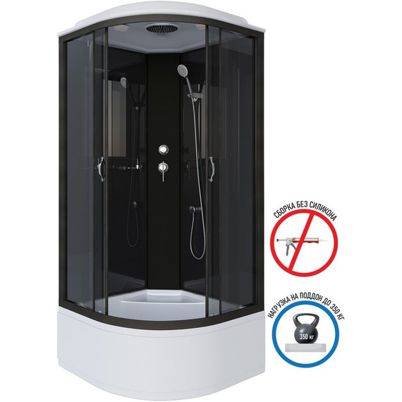 Душевая кабина Niagara Classic 90x90 см NG-6508-14, чёрный/тонированное (безсиликоновая сборка) фото 