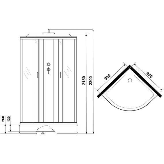 Душевая кабина Niagara Classic 90x90 см NG-6701-14, чёрный/прозрачное (безсиликоновая сборка) фото 10