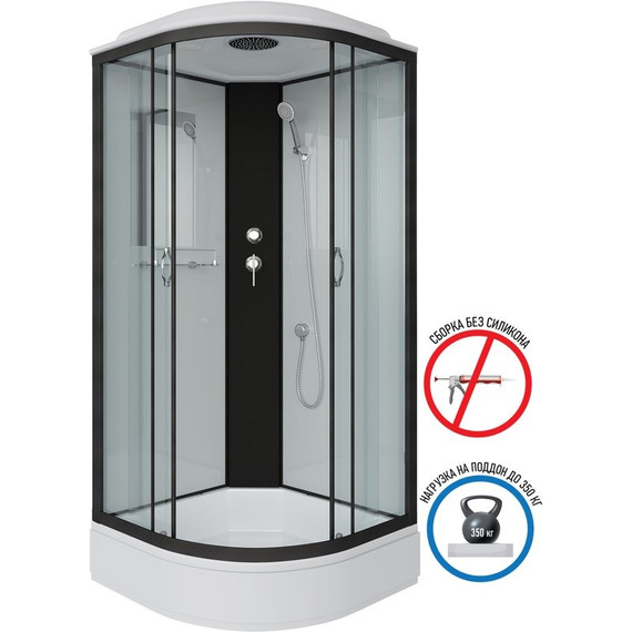 Душевая кабина Niagara Classic 90x90 см NG-6701-14, чёрный/прозрачное (безсиликоновая сборка) фото 