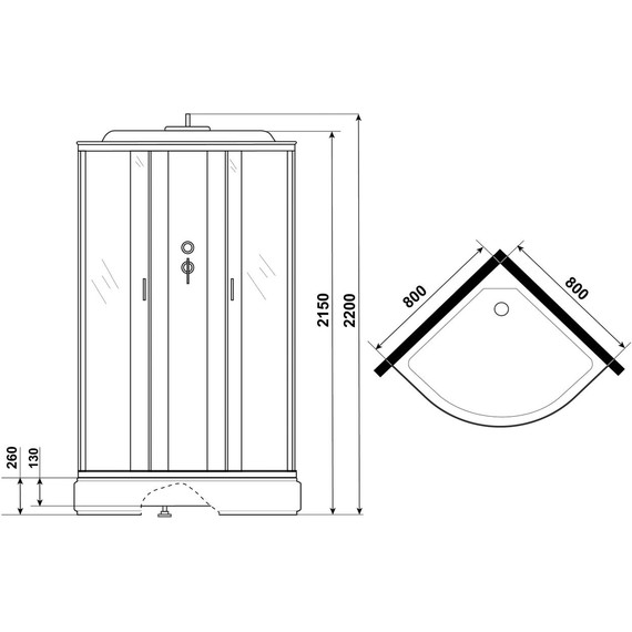 Душевая кабина Niagara Classic 80x80 см NG-6703-14, чёрный/прозрачное (безсиликоновая сборка) фото 13