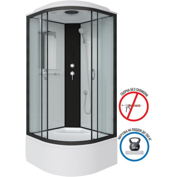 Душевая кабина Niagara Classic 90x90 см NG-6708-14, чёрный/прозрачное (безсиликоновая сборка) фото 