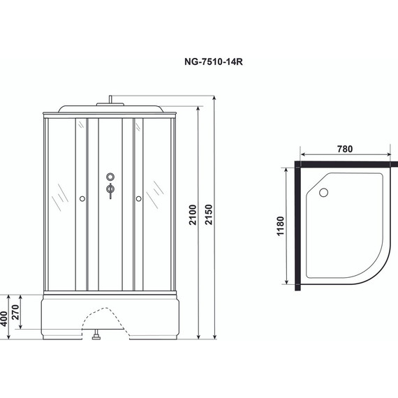 Душевая кабина Niagara Eco 120x80 см NG-7510-14R, серебро/узор (безсиликоновая сборка) фото 4