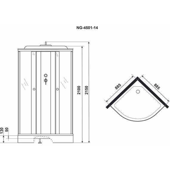 Душевая кабина Niagara Eco 90x90 см NG-4501-14, хром матовый/узор (безсиликоновая сборка) фото 3