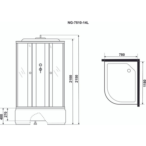 Душевая кабина Niagara Eco 120x80 см NG-7510-14L, серебро/узор (безсиликоновая сборка) фото 3
