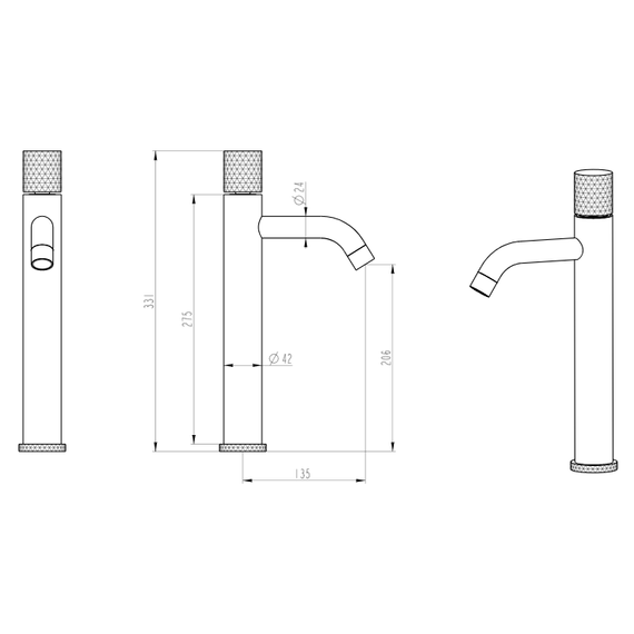 Смеситель для раковины высокий Boheme Stick 122-BRB, брашированная бронза фото 2