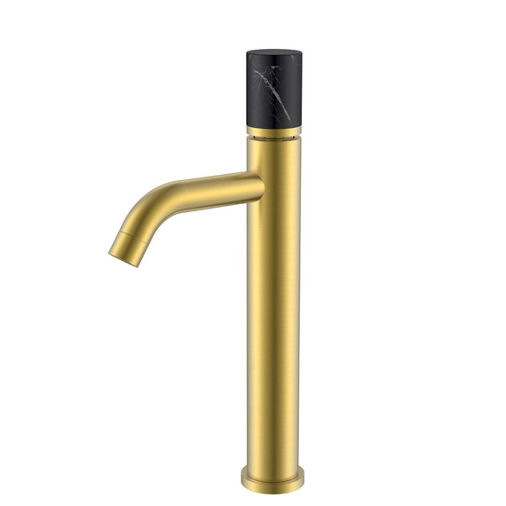 Смеситель для раковины высокий Boheme Stick 122-MG-MR-B, золото матовое фото 
