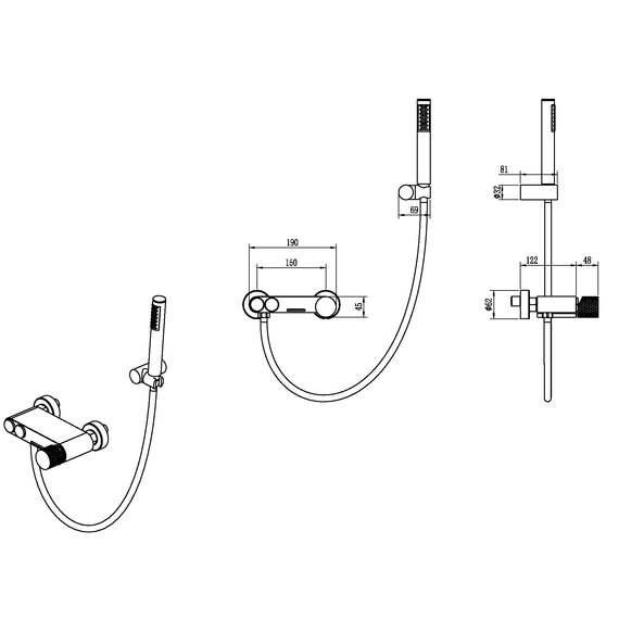 Смеситель для ванны Boheme Stick 123-GM.4, графит фото 2