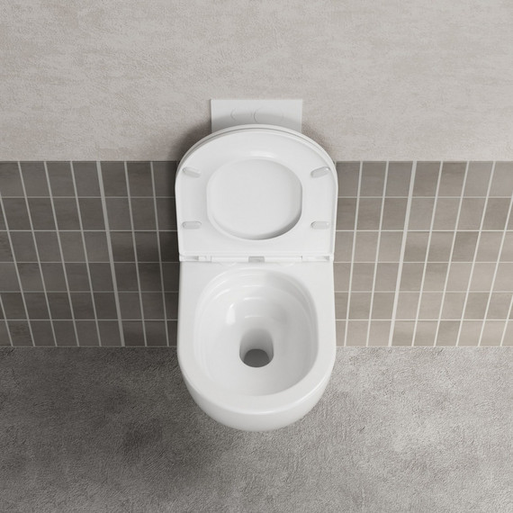 Унитаз подвесной безободковый Abber Bequem AC1131TC с тонкой крышкой микролифт (Система смыва торнадо) фото 2