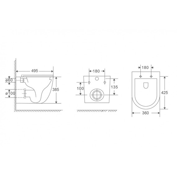 Унитаз подвесной безободковый Abber Bequem AC1131TC с тонкой крышкой микролифт (Система смыва торнадо) фото 6