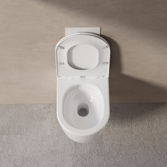 Унитаз подвесной безободковый Abber Bequem AC1132TC с тонкой крышкой микролифт (Система смыва торнадо) фото 2