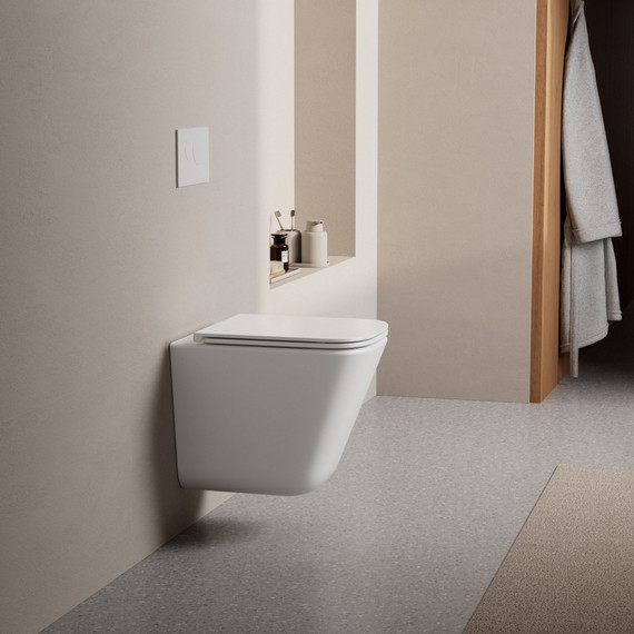 Унитаз подвесной безободковый Abber Rechteck AC1219TC с тонкой крышкой микролифт (Система смыва торнадо) фото 4