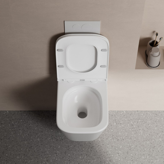 Унитаз подвесной безободковый Abber Rechteck AC1219TC с тонкой крышкой микролифт (Система смыва торнадо) фото 2