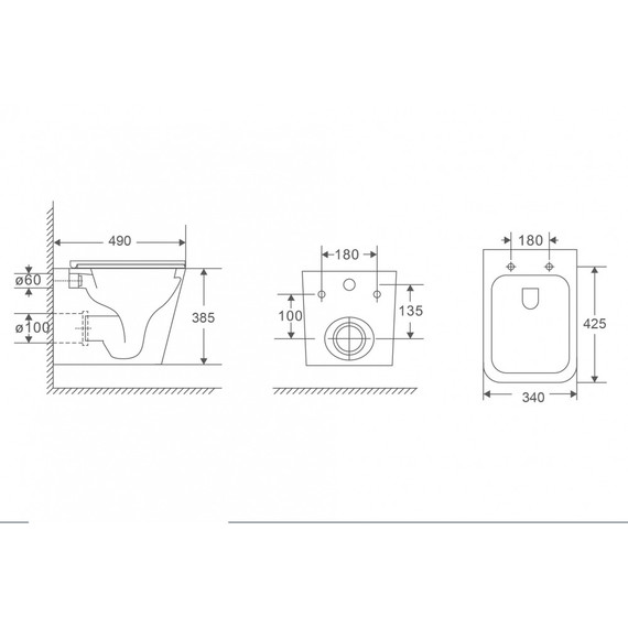Унитаз подвесной безободковый Abber Rechteck AC1219TC с тонкой крышкой микролифт (Система смыва торнадо) фото 6