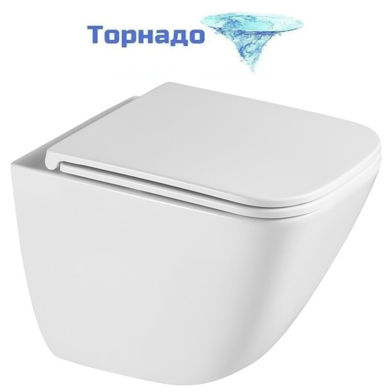 Унитаз подвесной безободковый Abber Rechteck AC1220TC с тонкой крышкой микролифт (Система смыва торнадо) фото 