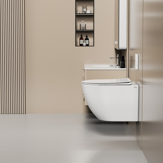 Унитаз подвесной безободковый Abber Ultra AC1301 с ультратонким ободком и тонкой крышкой микролифт фото 7