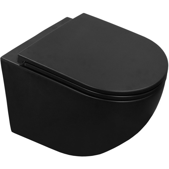 Унитаз подвесной безободковый Azario Grado AZ-0046N-MB с крышкой микролифт, чёрный матовый, Цвет производителя: чёрный матовый фото 
