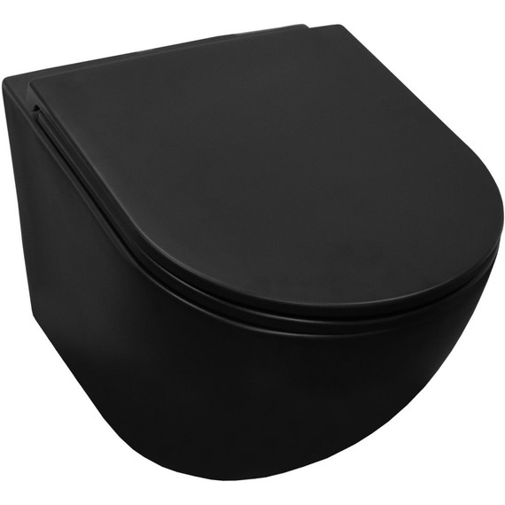Унитаз подвесной безободковый Azario Grado AZ-0046N-MB с крышкой микролифт, чёрный матовый, Цвет производителя: чёрный матовый фото 2