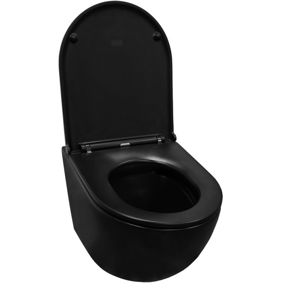 Унитаз подвесной безободковый Azario Grado AZ-0046N-MB с крышкой микролифт, чёрный матовый, Цвет производителя: чёрный матовый фото 3