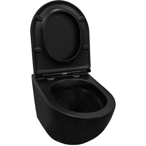 Унитаз подвесной безободковый Azario Grado AZ-0046N-MB с крышкой микролифт, чёрный матовый, Цвет производителя: чёрный матовый фото 4