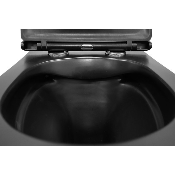 Унитаз подвесной безободковый Azario Grado AZ-0046N-MB с крышкой микролифт, чёрный матовый, Цвет производителя: чёрный матовый фото 6