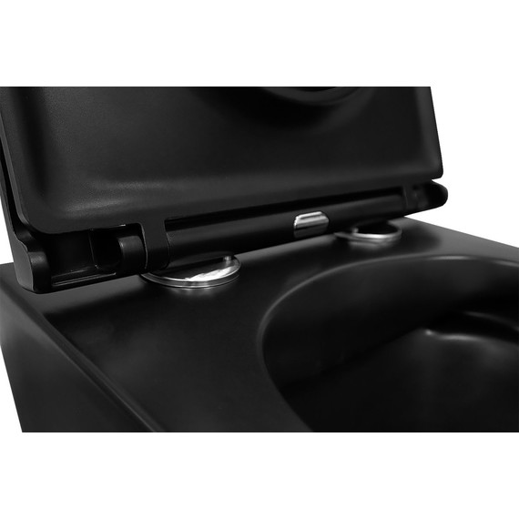 Унитаз подвесной безободковый Azario Grado AZ-0046N-MB с крышкой микролифт, чёрный матовый, Цвет производителя: чёрный матовый фото 7