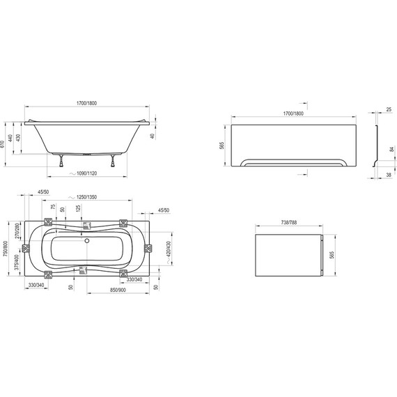 Панель боковая для ванны Ravak CAMPANULA II 75 см CZ00130A00 фото 2