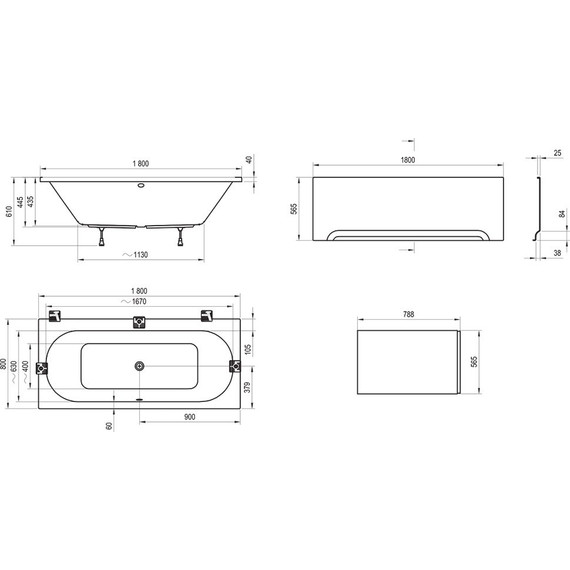 Ванна акриловая Ravak City 180x80 см C920000000 - 5 Ванна акриловая Ravak City 180x80 см C920000000 фото 5