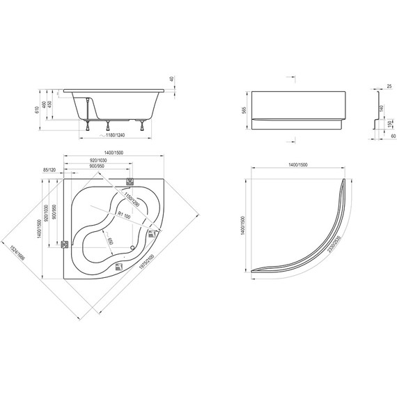 Ванна акриловая Ravak Gentiana 140x140 см CF01000000, Размер - мм: 1400х1400 - 6 Ванна акриловая Ravak Gentiana 140x140 см CF01000000, Размер - мм: 1400х1400 фото 6