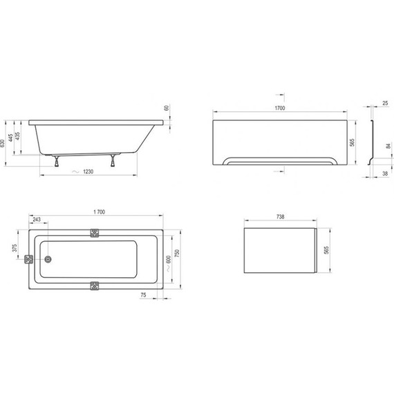 Ванна акриловая Ravak 10° 170x75 см CA71000000, Размер - мм: 1700х750 - 6 Ванна акриловая Ravak 10° 170x75 см CA71000000, Размер - мм: 1700х750 фото 6