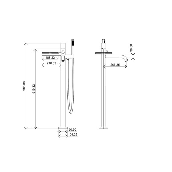Смеситель для ванны напольный Boheme Stick 129-BB.4, чёрный фото 2