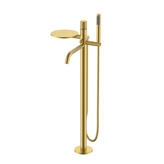Смеситель для ванны напольный Boheme Stick 129-MG.4, золото матовое фото 