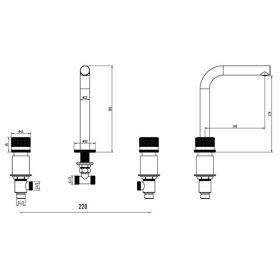 Смеситель для раковины Boheme Stick 152-G.1, золото фото 2