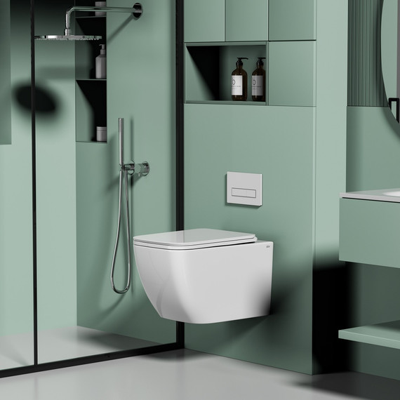 Унитаз подвесной безободковый Abber Ultra AC1303 с ультратонким ободком и тонкой крышкой микролифт фото 3