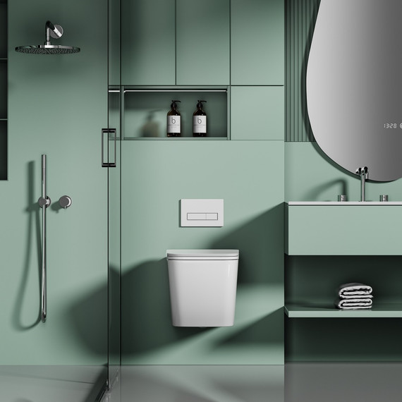 Унитаз подвесной безободковый Abber Ultra AC1303 с ультратонким ободком и тонкой крышкой микролифт фото 5