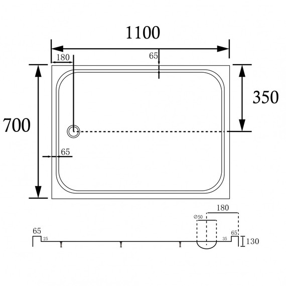 Поддон акриловый Abber 110x70 см AD3C117 фото 9