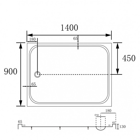 Поддон акриловый Abber 140x90 см AD3C149 фото 9