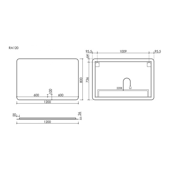 Зеркало Sancos Ray 100х80 см RA1200 фото 5