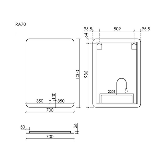 Зеркало Sancos Ray 70х100 см RA700 фото 5