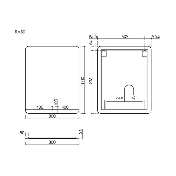 Зеркало Sancos Ray 80х100 см RA800 фото 5