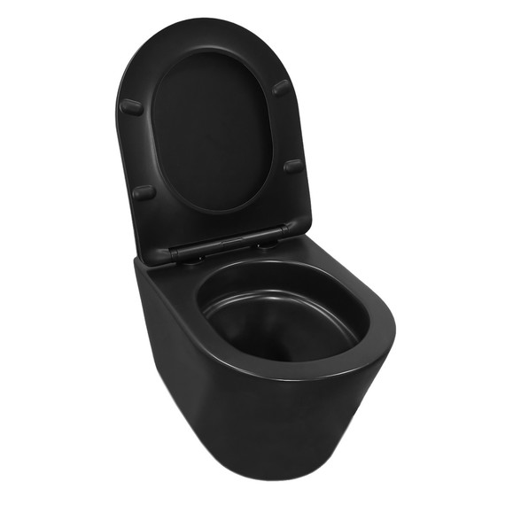 Унитаз подвесной безободковый Azario VELA AZ-2480MB с крышкой микролифт (Система смыва торнадо) чёрный матовый фото 11